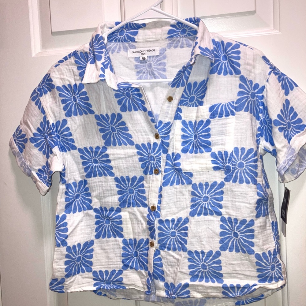 Grayson Thread Kids Short Sleeved Button Down Shirt Size XL (14) new